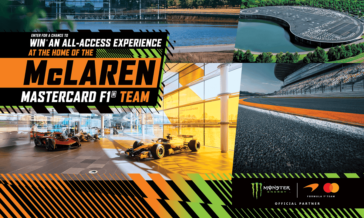 Win a trip to McLaren's headquarters in London and a Monster Energy swag bundle
